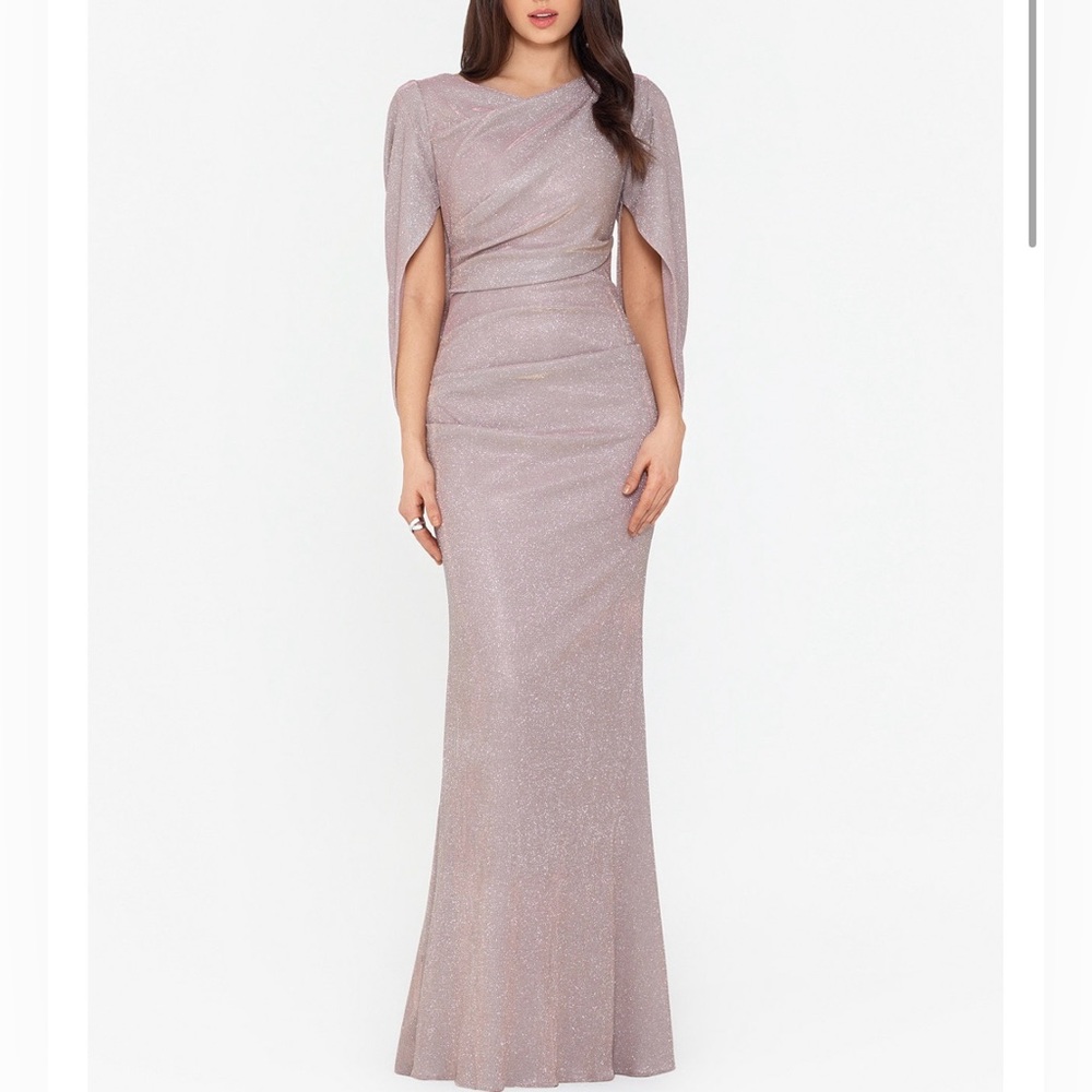 * Only worn once size 6 Beautiful sparkle light pink blush gold gown Betsy &Adam